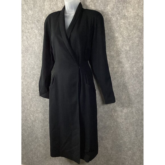 Vintage 70s Evan Picone Wool Wrap Dress Size 8 Union Made Pockets Shoulder Pads - Picture 5 of 16